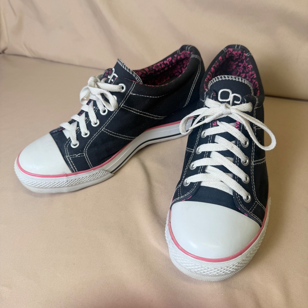 Op Ocean Pacific Starlett Vintage Y2K Black Pink Canvas Platform Sneakers 9.5